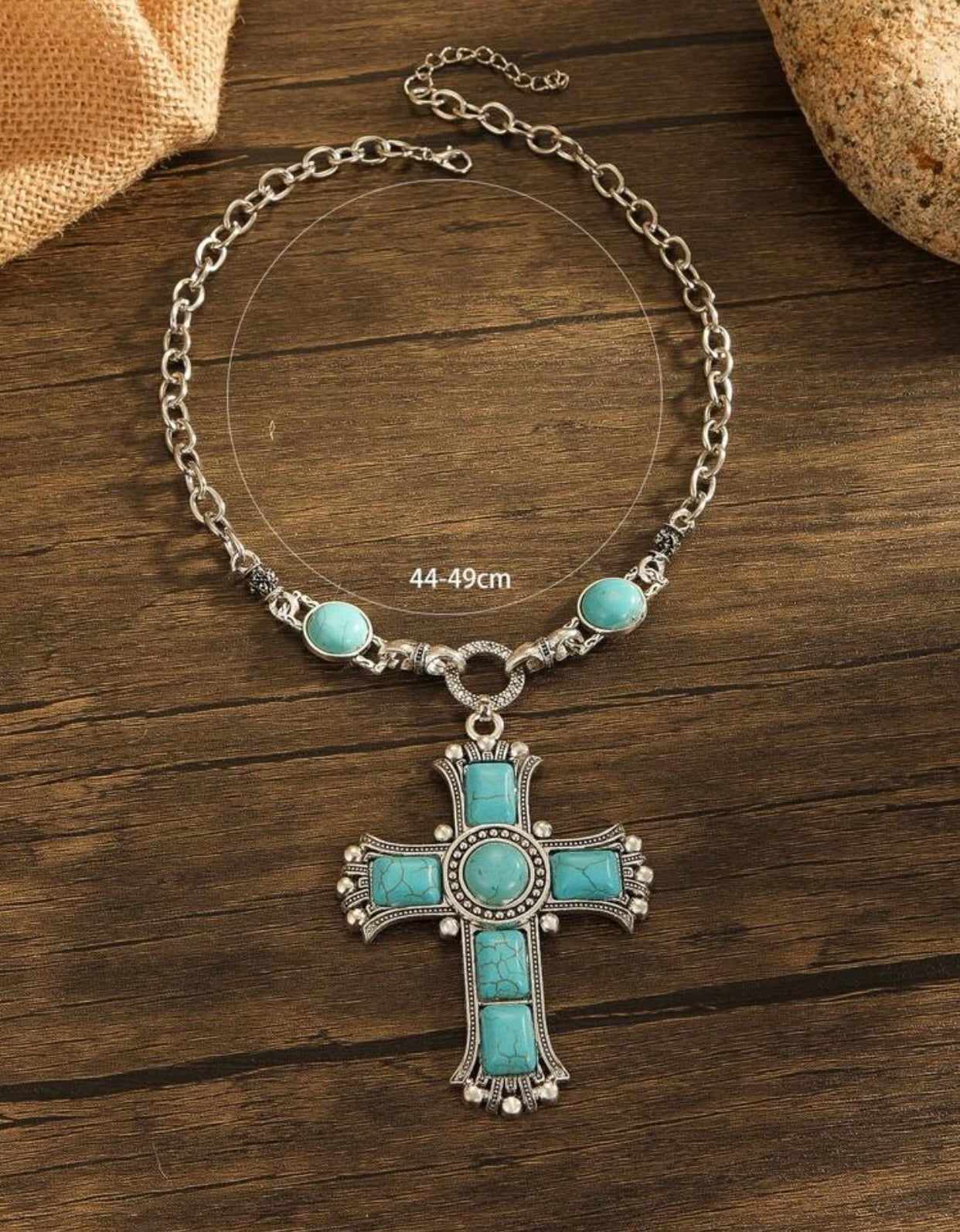 Aqua Mare Cross Necklace 