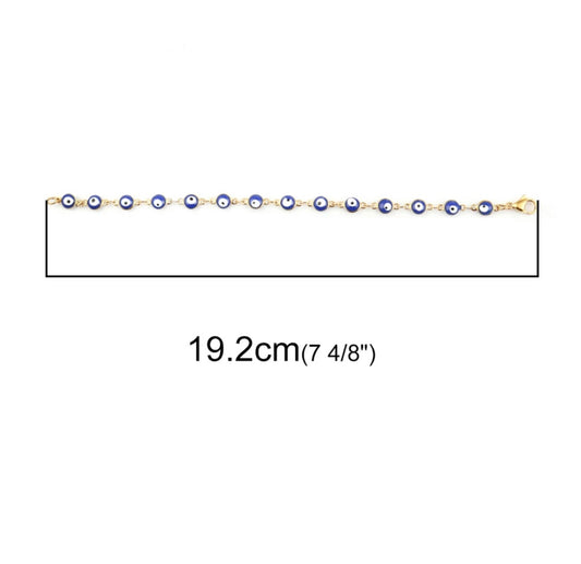 Nazar Bracelet Deep Blue Stainless Steel Gold